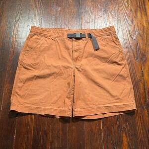 LL Bean Shorts Mens 40 Brown 9" Inseam Belted Stretch Canvas Hiking Gorpcore